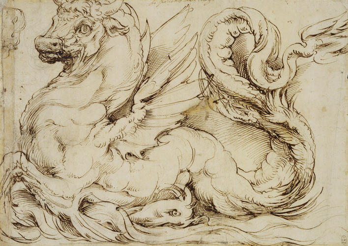 A sea-monster with the head of a bull A sea-monster with the head of a bull