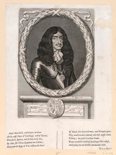 CAROLUS Secundus Du gratia Magna Britania Francia et Hibernia Rex