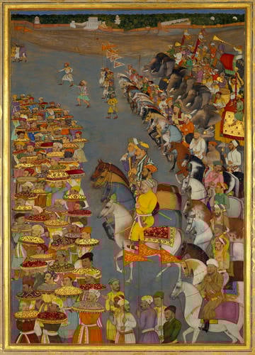 Master: Padshahnamah پادشاهنامه (The Book of Emperors)
Item: The Delivery of presents for Prince Dara-Shikoh's wedding (November-December 1632) Master: Padshahnamah پادشاهنامه (The Book of Emperors)
Item: The Delivery of presents for Prince Dara-Shikoh's wedding (November-December 1632)