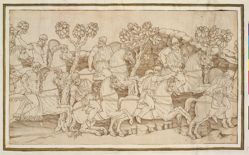 Scenes from Trajan's column: 124. Roman cavalry pursue mounted Dacians