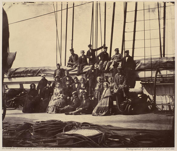 Embassy servants on the deck of HMS St Jean d'Acre