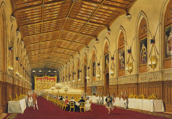 Master: Views of the Interior and Exterior of Windsor Castle
Item: St George's Hall. The Garter Banquet (1844). The guests seated