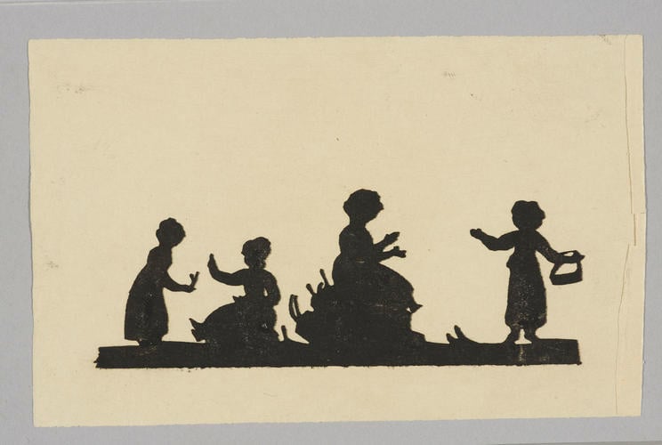 Master: A Book of cuttings made by Princess Elizabeth, daughter of George III, and by Theodore Tharp, and given by the Princess to Lady Banks
Item: A silhouette of playing children