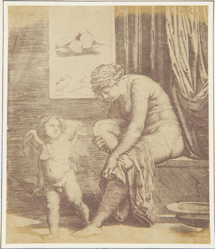 'After an Engraving by Marco Antonio [sic]'; Engraving of woman and Cupid