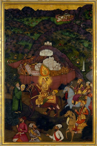 Master: Padshahnamah ?????????? (The Book of Emperors) ??
Item: The allegorical appearance of Khizir during Shah-Jahan?s journey to Ajmer (November 1654)