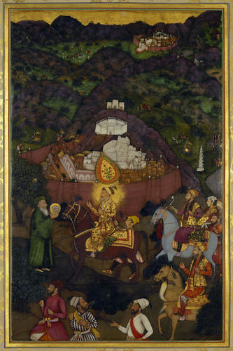Master: Padshahnamah پادشاهنامه (The Book of Emperors)
Item: The allegorical appearance of Khizir during Shah-Jahan’s journey to Ajmer (November 1654) Master: Padshahnamah پادشاهنامه (The Book of Emperors)
Item: The allegorical appearance of Khizir during Shah-Jahan’s journey to Ajmer (November 1654)