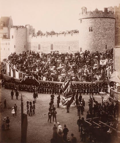 Waiting the arrival of The Queen prior to the unveiling of the statue of Queen Victoria on Castle Hill, Windsor, 22 June 1887