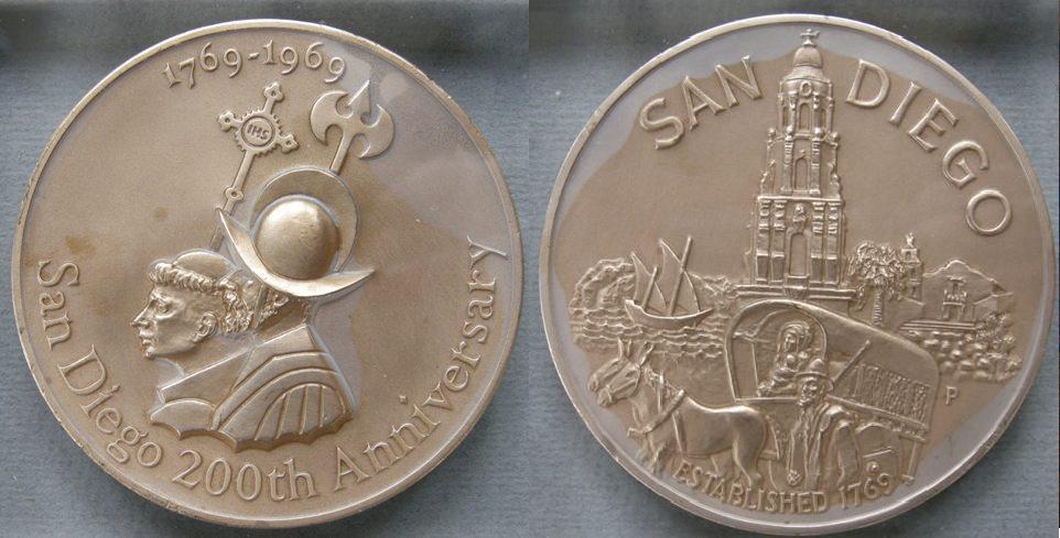 U. S. A. Medal commemorating the bicentenary of the foundation of San Diego, 1969 U. S. A. Medal commemorating the bicentenary of the foundation of San Diego, 1969
