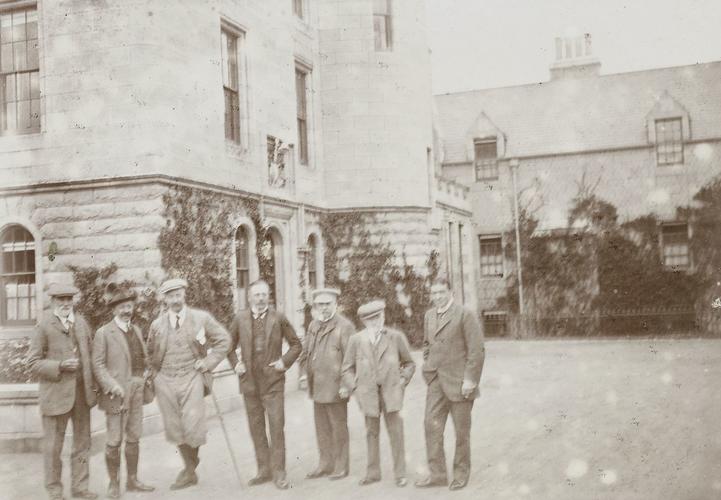 Group photograph taken at Balmoral, including Sir Ernest Shackleton, 1909