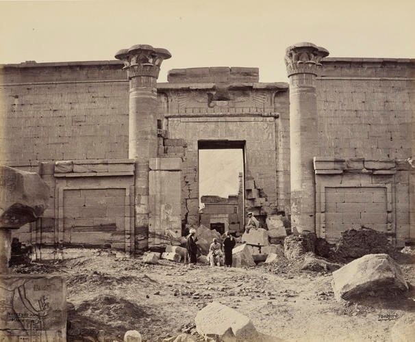 The Propylon and portico of the Temple of Medeenet Abou [Medinet Habu, Thebes]