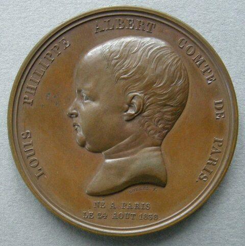 France. Medal commemorating the birth of the Count of Paris, 1838