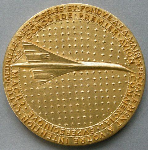 France. Medal commemorating the intention to build 'Concord' for commercial supersonic flying