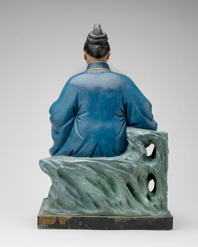 Master: Clay figures of seated Chinese man and woman