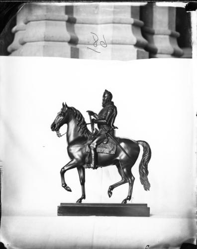 Glass plate negative of a bronze statuette Glass plate negative of a bronze statuette