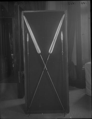 Glass plate negative of two spears Glass plate negative of two spears