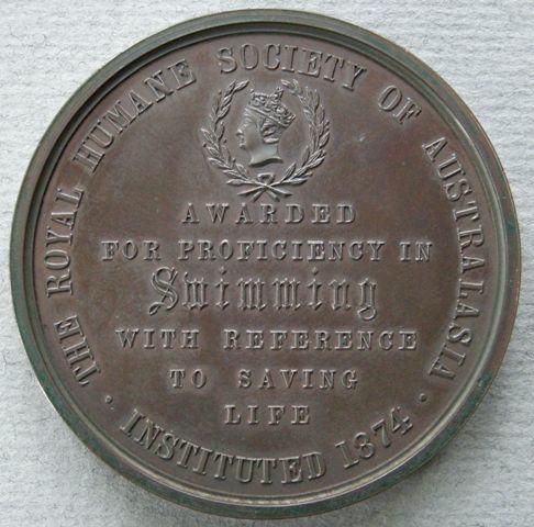Australia. Royal Humane Society of Australia bonze medal for proficiency in swimming with reference to saving life (unissued) Australia. Royal Humane Society of Australia bonze medal for proficiency in swimming with reference to saving life (unissued)