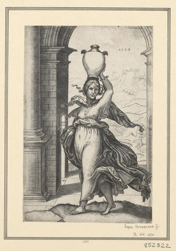 A woman with a vase on her head