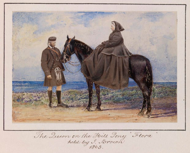 Queen Victoria on horseback with John Brown