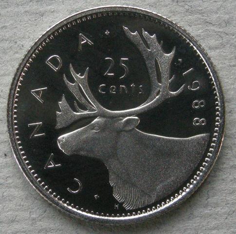 Canada. Proof 25 cents, 1988
