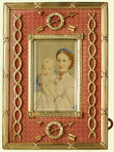 Frame with a photograph of Queen Alexandra, when Princess of Wales, with her son Prince Albert Victor