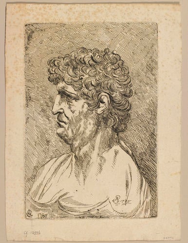 A bust of a man in profile, after Leonardo da Vinci