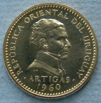 Uruguay. Proof in gold of the 50 centesimos, 1960 Uruguay. Proof in gold of the 50 centesimos, 1960