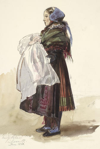 Peasant girl holding a baby Peasant girl holding a baby