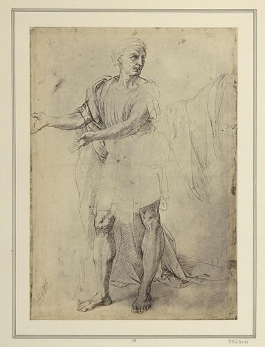 A standing man and a drapery study