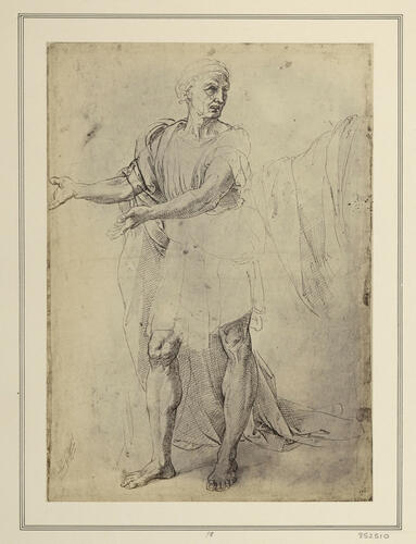 A standing man and a drapery study A standing man and a drapery study