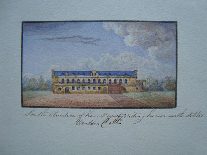 South Elevation of her Majesty's riding house with stables/ Windsor Castle