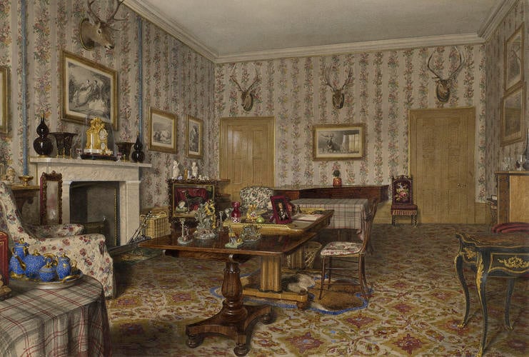 Balmoral: the Queen's sitting-room in the old Castle Balmoral: the Queen's sitting-room in the old Castle