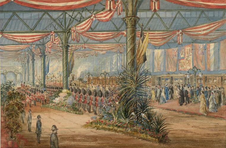 Albert Edward, Prince of Wales, and his family arriving at Victoria station, London, 11 May 1876 Albert Edward, Prince of Wales, and his family arriving at Victoria station, London, 11 May 1876