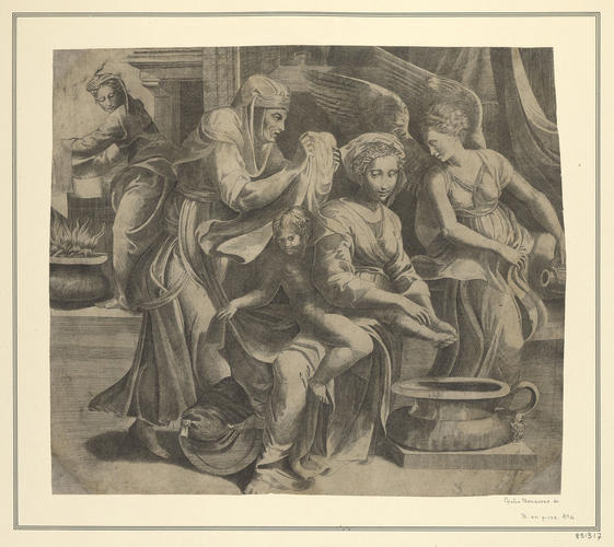 The Virgin washing the feet of the Young Christ