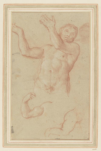 The vault of the church of S Luigi dei Francesi: a study for upper part of the left-hand standing figures; studies of arms