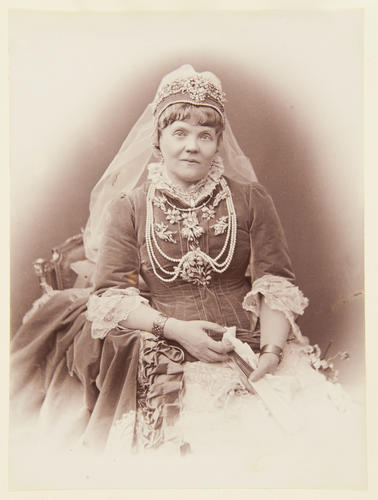 Princess of Waldeck and Pyrmont in the dress worn at the Duke and Duchess of Albany's Marriage, 27 April 1882. [Album: Photographic Portraits, Vol. 5/63 1875-1889]