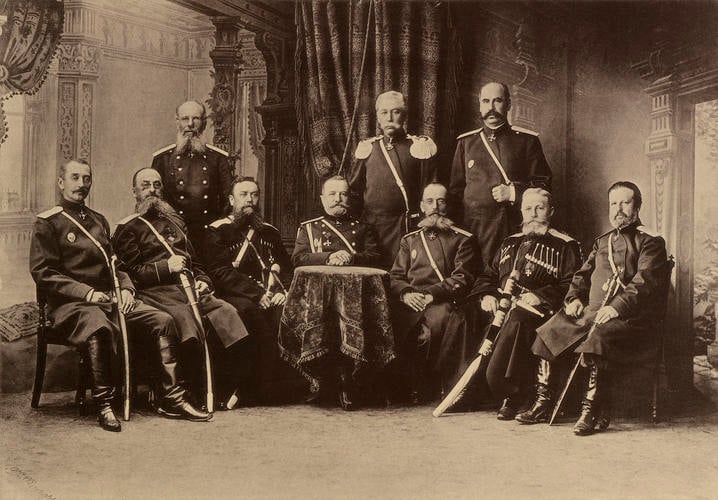 Cossack military personel at the coronation of Nicholas II, Emperor of Russia Cossack military personel at the coronation of Nicholas II, Emperor of Russia