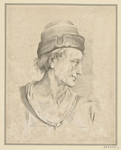 Master: Set of prints reproducing heads from 'The School of Athens'
Item: Head of a man wearing a beret [from 'The School of Athens']