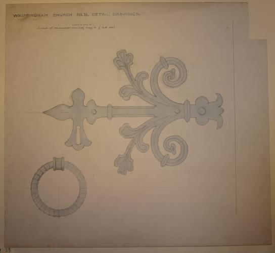 St Mildred's church, Whippingham: detail drawing no. 38 (south porch door ironwork)