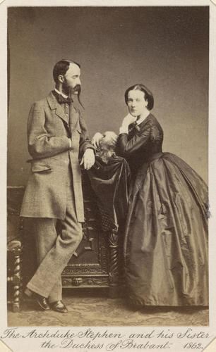 Archduke Stephen, Palatine of Hungary (1817-1867) with his sister, Marie Henriette, Queen of the Belgians (1836-1902) when Duchess of Brabant Archduke Stephen, Palatine of Hungary (1817-1867) with his sister, Marie Henriette, Queen of the Belgians (1836-1902) when Duchess of Brabant