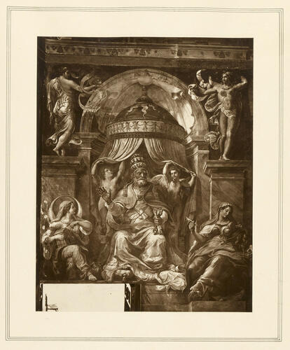 St Peter enthroned between allegorical figures and caryatids