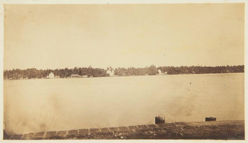 Lady Napier's visit to Travancore: View of Ernakulam shore from Bolghutty, Cochin Lady Napier's visit to Travancore: View of Ernakulam shore from Bolghutty, Cochin