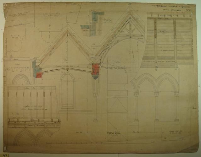 St Mildred's church, Whippingham; chancel detail drawing no. 111 St Mildred's church, Whippingham; chancel detail drawing no. 111