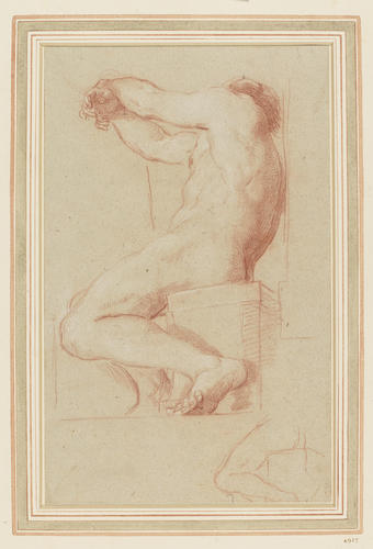 The vault of the church of S Luigi dei Francesi: a study of the left-hand seated figure; sketch of the left leg