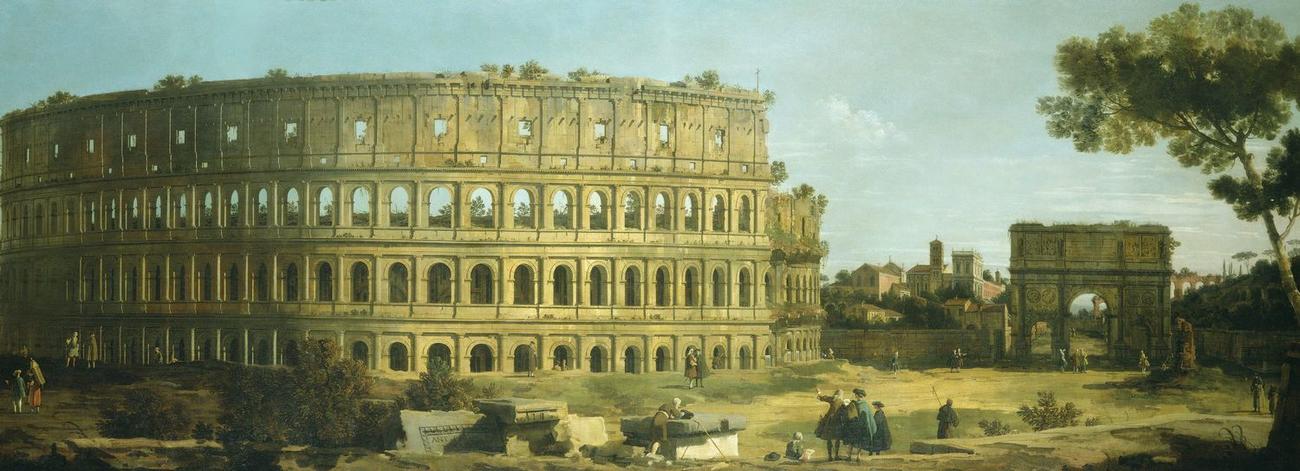 Rome: View of the Colosseum and the Arch of Constantine