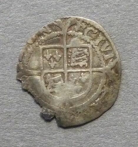 England. Elizabeth I. Hammered coinage penny, mintmark cross-crosslet