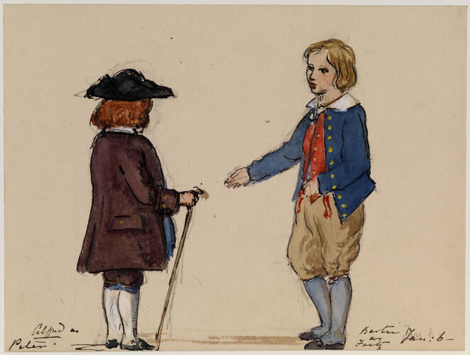 Master: Sketches of the Royal Children by V. R. from 1841-1859
Item: Alfred and Bertie In the play of the Hahnenschlag