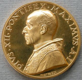 Vatican City. Annual medal of Pius XII, 1939 Vatican City. Annual medal of Pius XII, 1939