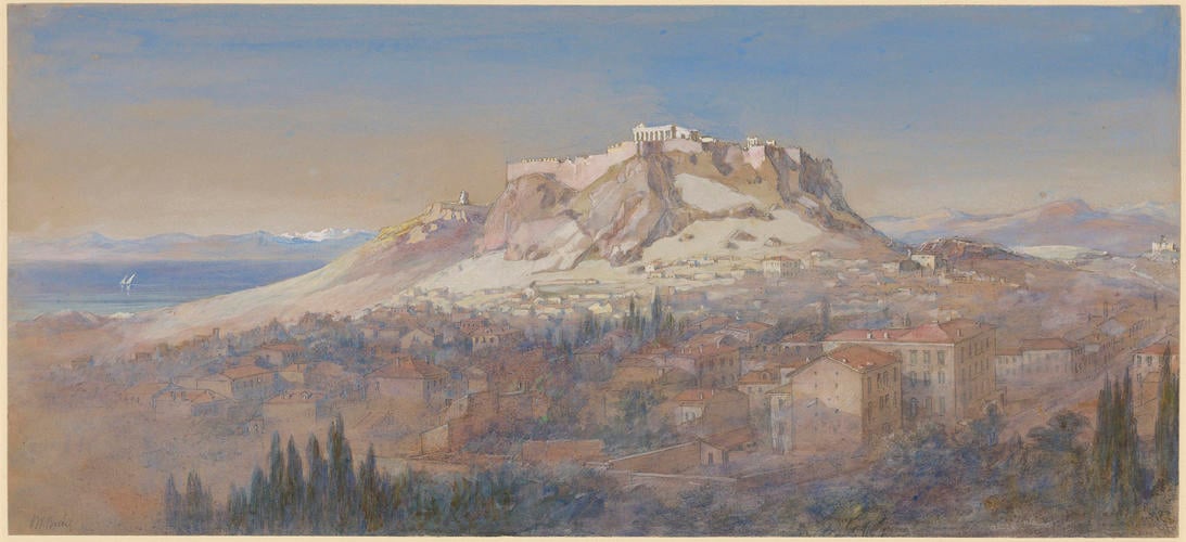 Athens, with the Acropolis and the modern town Athens, with the Acropolis and the modern town