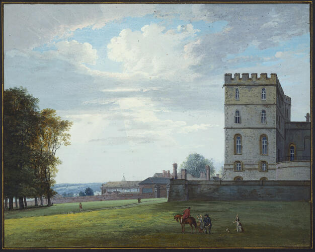 The south-east corner of the Castle and the Tennis Court, from the Little Park