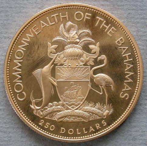 Bahamas. Proof 250 dollars, commemorating the Royal visit to the Bahamas, March 1994 Bahamas. Proof 250 dollars, commemorating the Royal visit to the Bahamas, March 1994